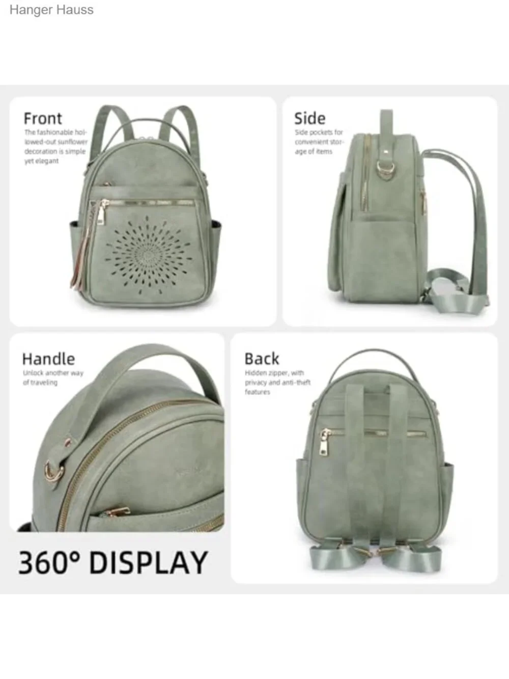 Vegan Leather Mini Backpack Purse Convertible Crossbody Daypack